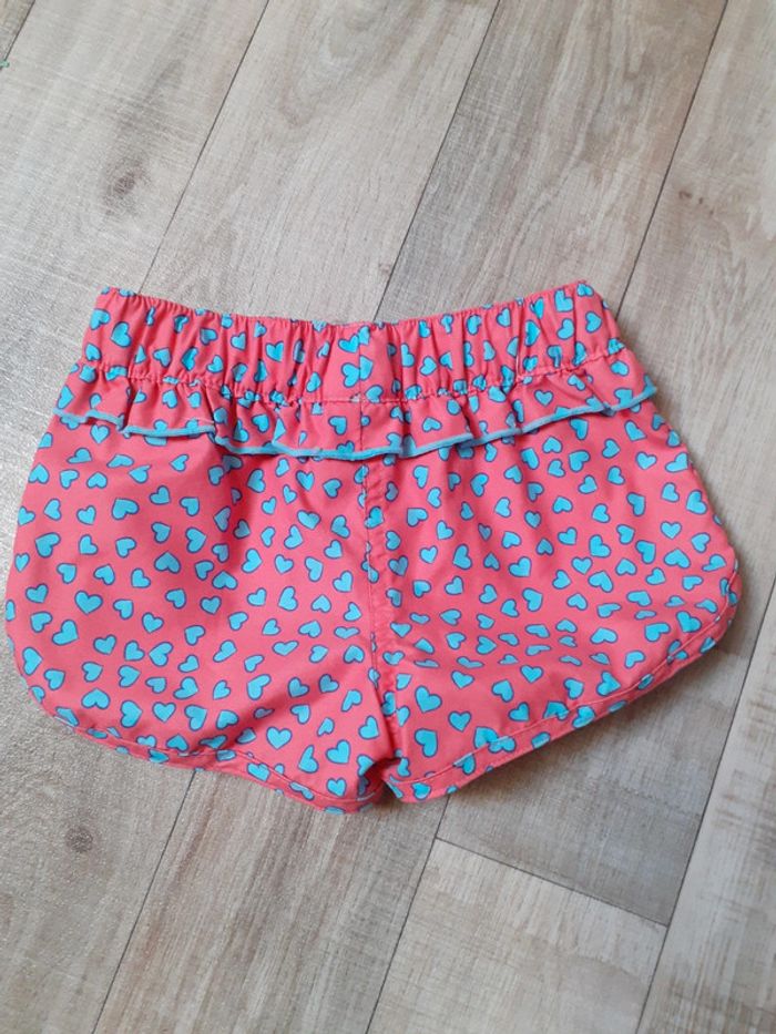 Short de bain fille rose cœurs bleu 2 ans neuf - photo numéro 2