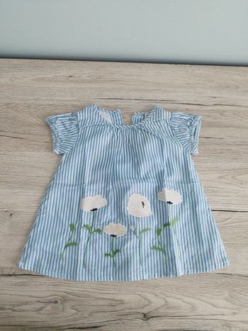 Robe manches courtes à fleurs et rayures 3 mois