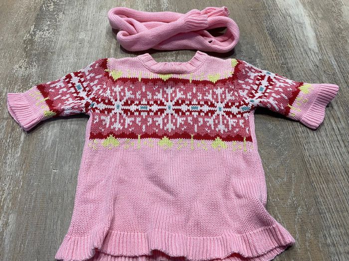 Gilet laine + écharpe bébé fille 1 mois vêtements - photo numéro 6