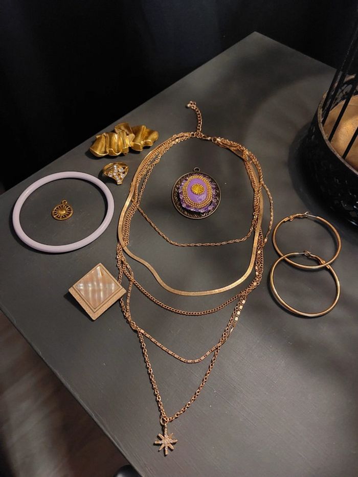 Lot de bijoux vintage et moderne doré - photo numéro 6