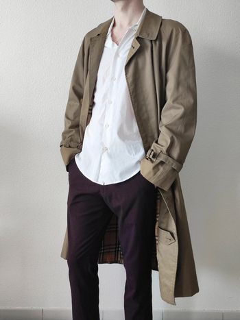 Manteau long trench kaki vintage / Burberry - 42/XL à 44/XXL