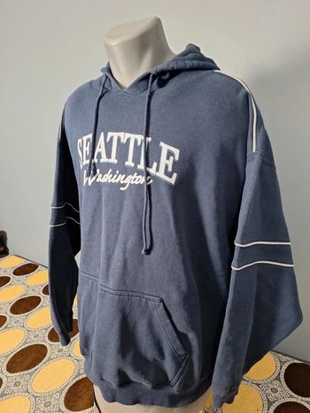 sweat a capuche / Hoodie  / homme taille 2XL / bleu - sérigraphie (384)