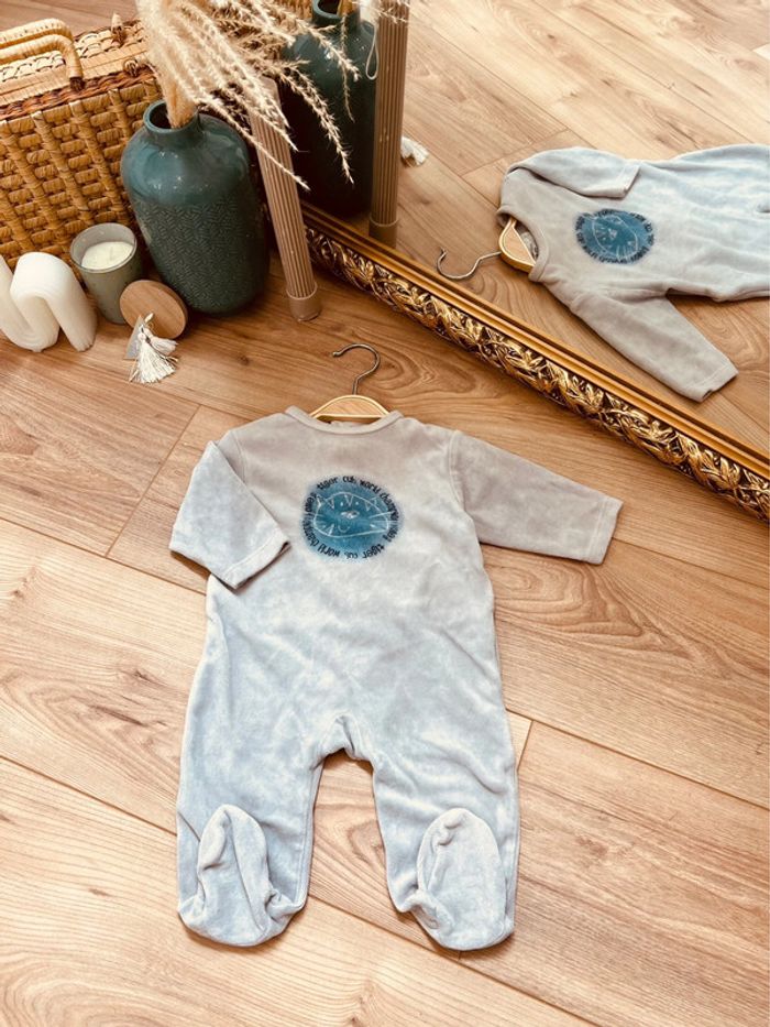 Taille 6 mois pyjama velours garçon Tex bleu et gris * tigre * 💙
