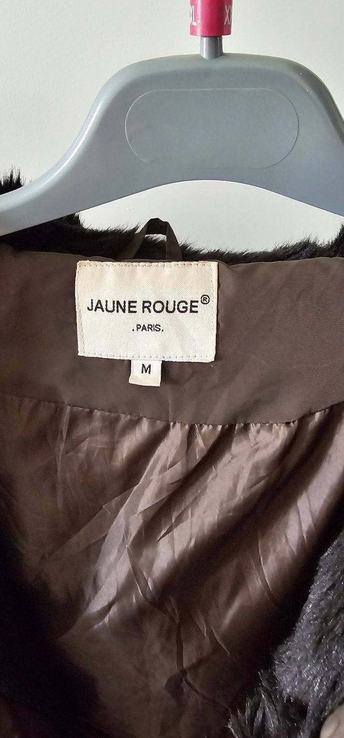 Parka  marron capuche fausse fourrure douce Jaune Rouge M .38 - photo numéro 6