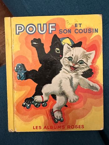 Livre ancien carton Pouf et son cousin Pierre Probst auteur Caroline Les albums roses Georges Lang