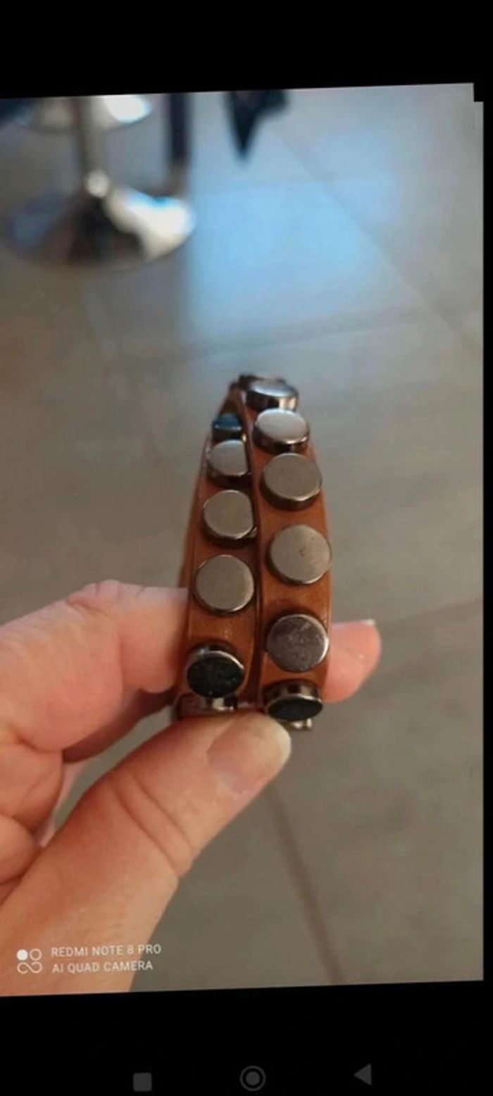 Bracelet pression camel clous gris - photo numéro 6