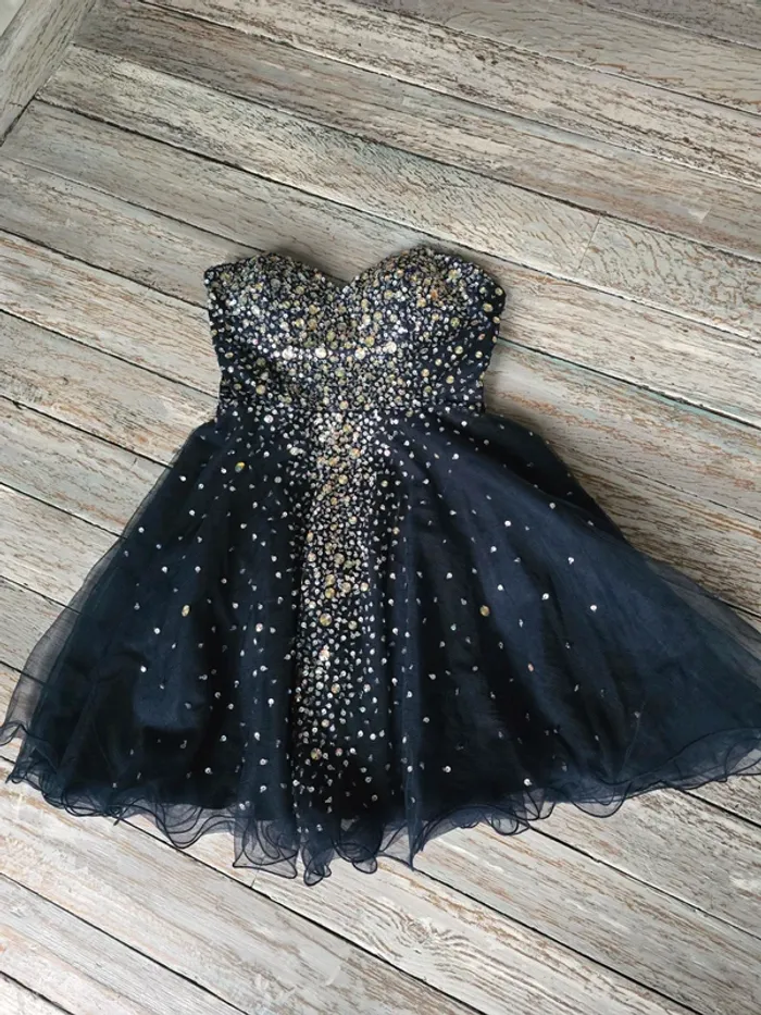 Robe de soirée Corizzi Paris bleu et strass - photo numéro 9