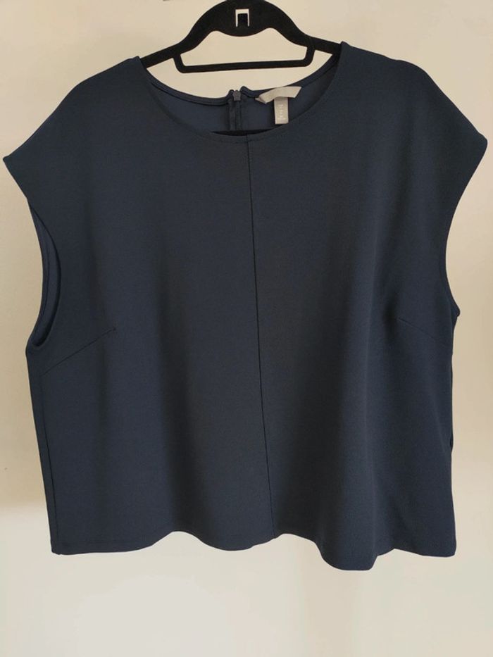 H&M blouse manches courtes marine XL