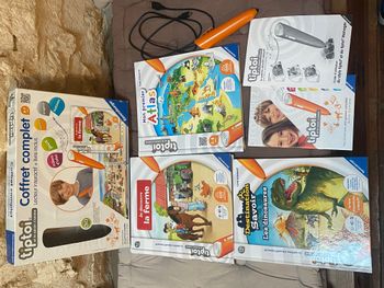 Coffret Tiptoi + stylo + 3 livres interactifs Je découvre la ferme + les dinosaures + Mon premier at