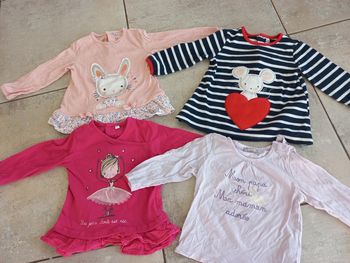 Lot de 4 tee-shirts manches longues 12 mois