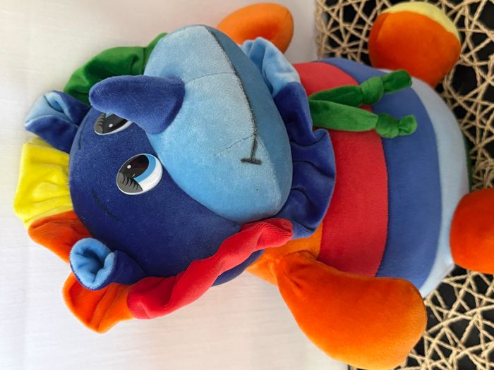 peluche dinosaure dragon rouge bleu orange grelot SUPERTOYS - photo numéro 6