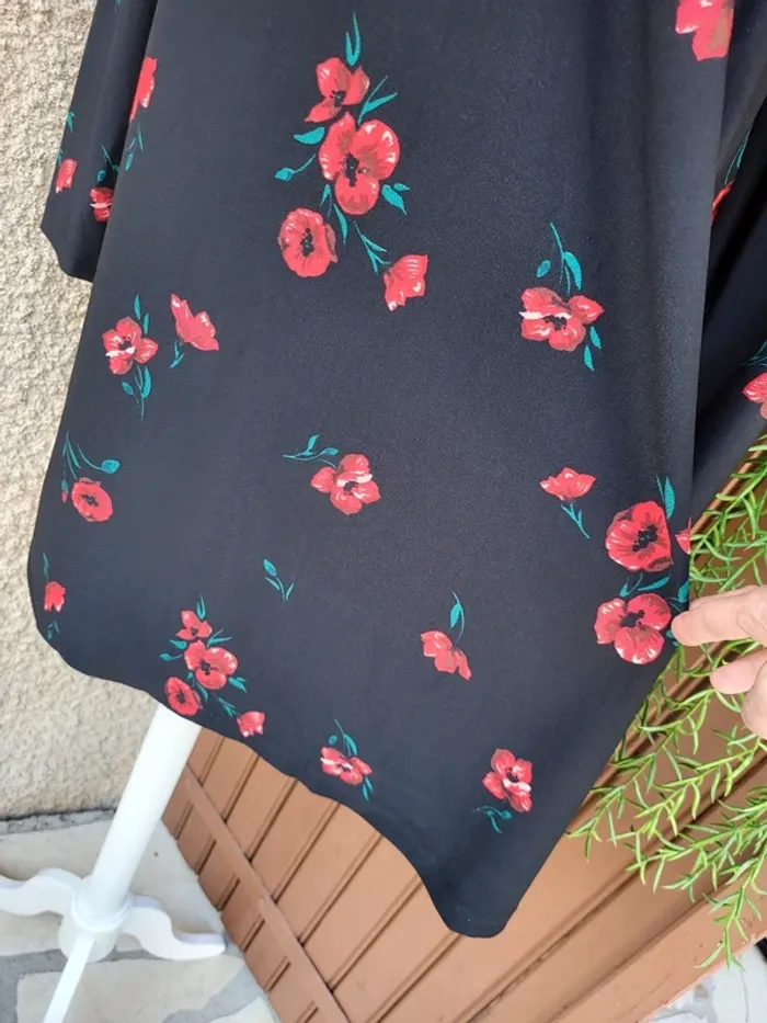 Robe casual fleuri noir rouge mango taille 42 - photo numéro 5