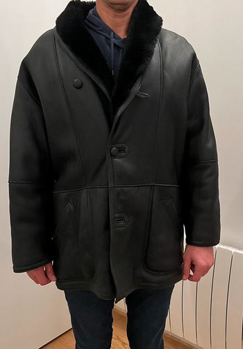 Veste 3/4 cuir homme noir