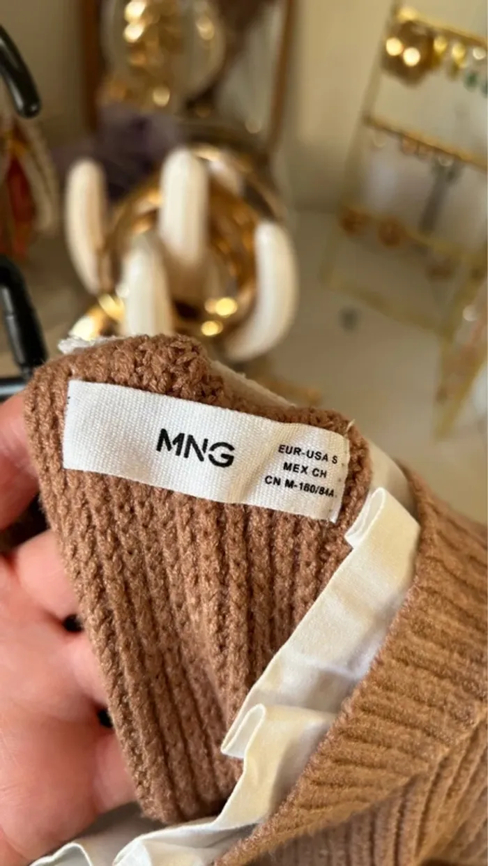 Pull maille marron avec blouse intégrée - photo numéro 5