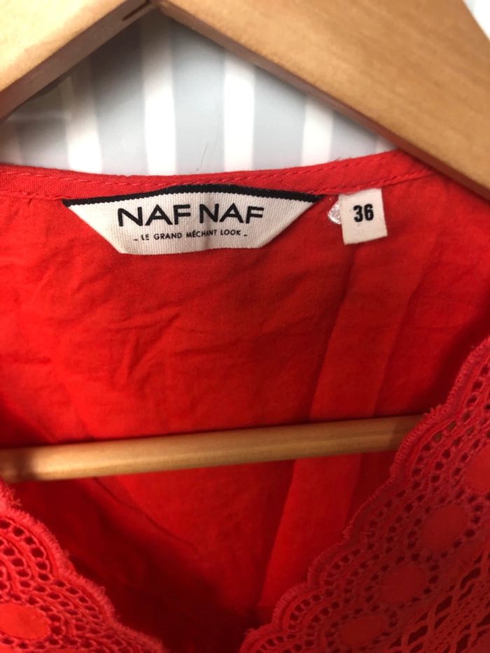 Chemisier Cache-Cœur Rouge Dentelle Naf-Naf - photo numéro 2