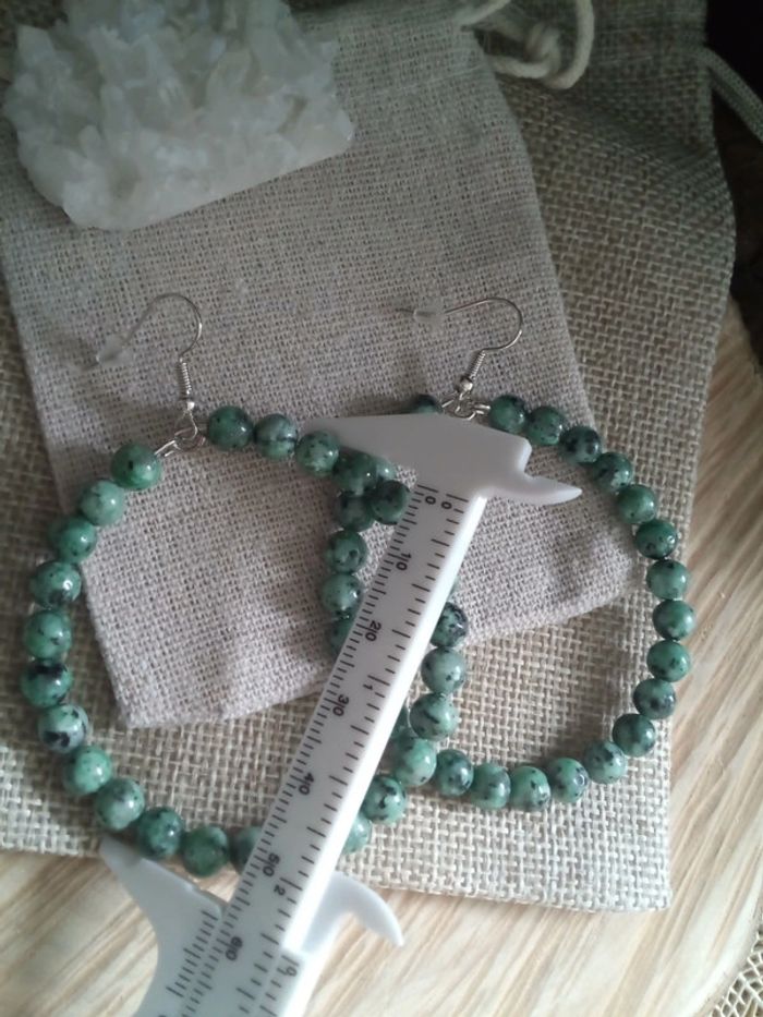 Boucles d'oreilles créoles pierres naturelles - photo numéro 3