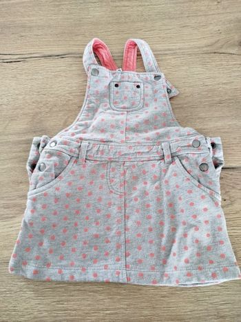 Robe salopette gris à points rose