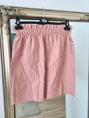 Jupe rose simili cuir femme