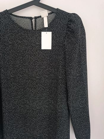 Robe habillée noir à pois blanc manches bouffantes Taille M H&M Neuf avec étiquette