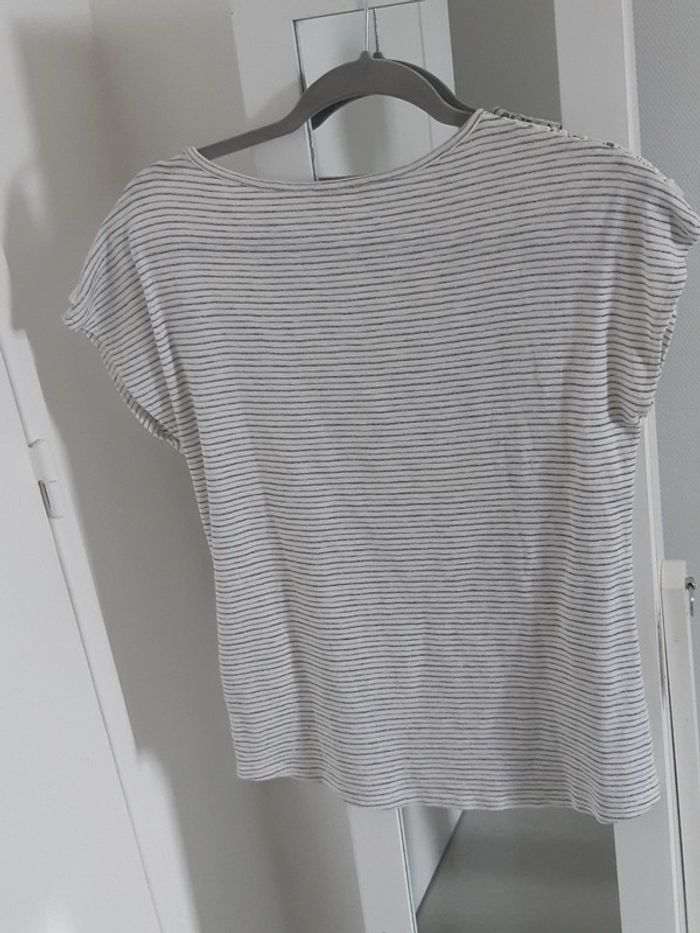 Tee-shirt mi brodé - mi rayé t. S - photo numéro 5