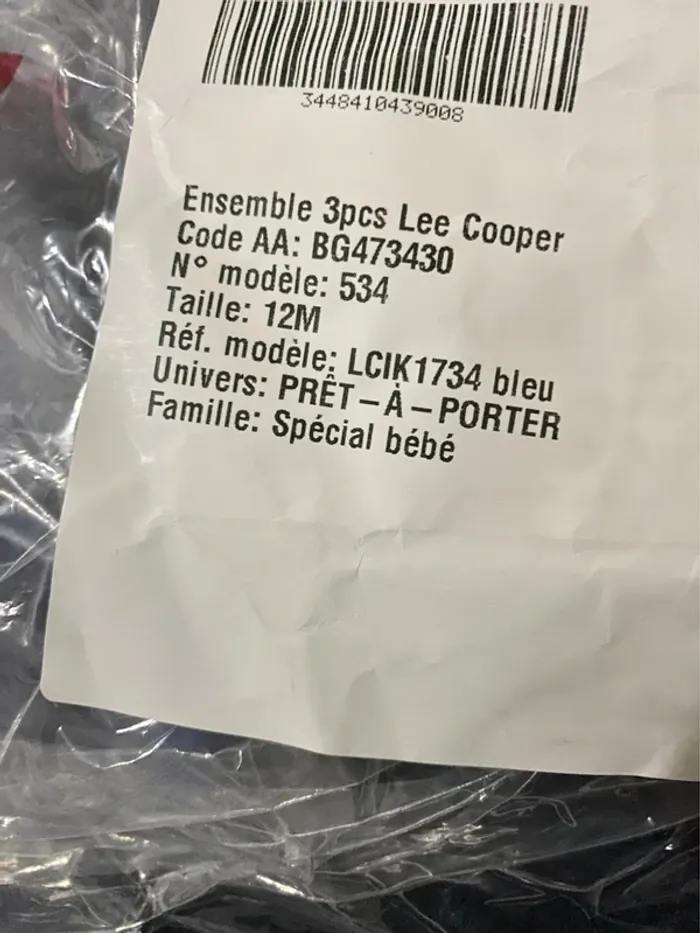 Ensemble Lee Cooper 2 pièces – 12 mois - Neuf, sous emballage d’origine, avec étiquette. - photo numéro 6