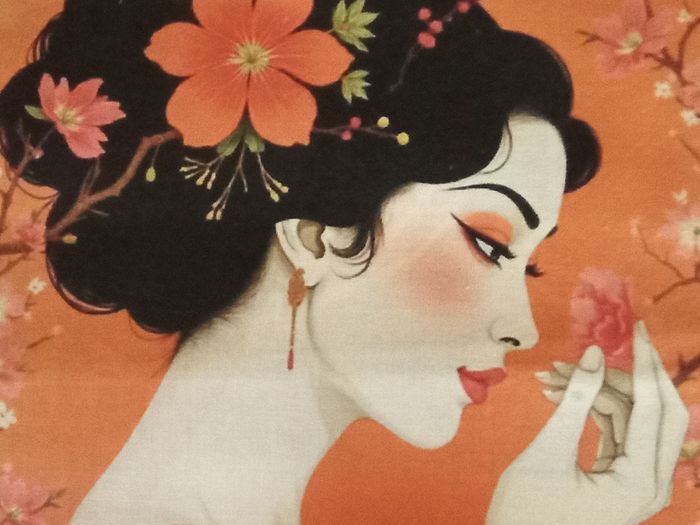 Carré tissu Geisha fleur de cerisier - photo numéro 2