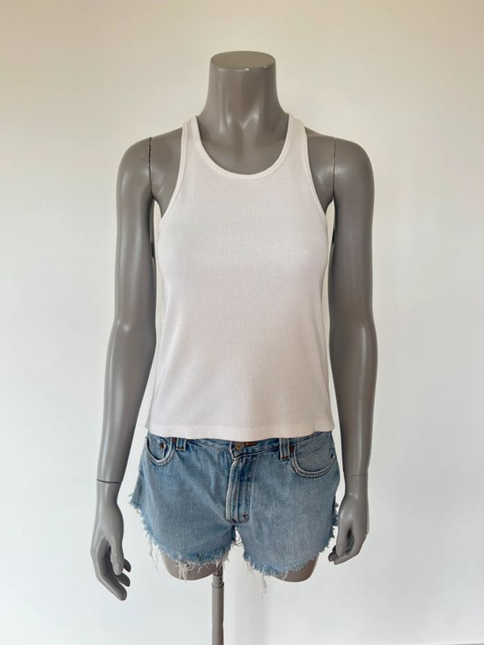 Ay the label top côtelé Billie blanc taille S