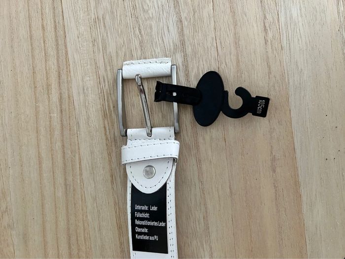 Ceinture en cuir blanc taille 105 cm - photo numéro 2