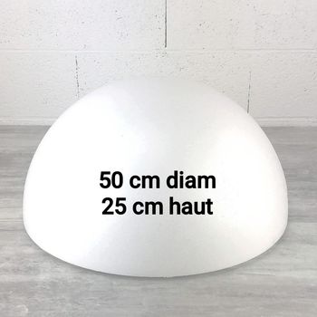 NEUF Demi-Sphère de 50 cm de diamètre, Dôme XXL creux en polystyrène de 25 cm de haut