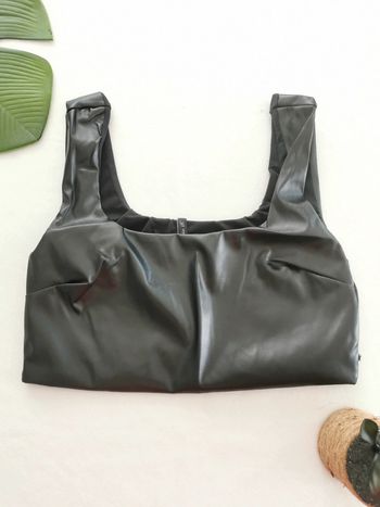 Top court noir en simili cuir As You Taille 42