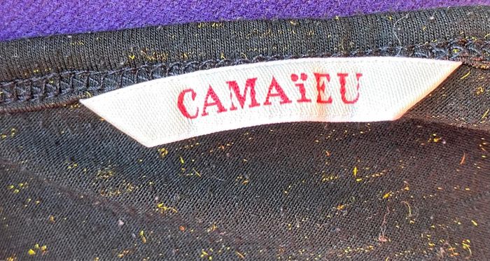 Blouse noire petit fil doré Col en V Camaïeu - photo numéro 6