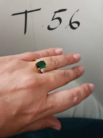 Bague plaqué t56 pierre verte