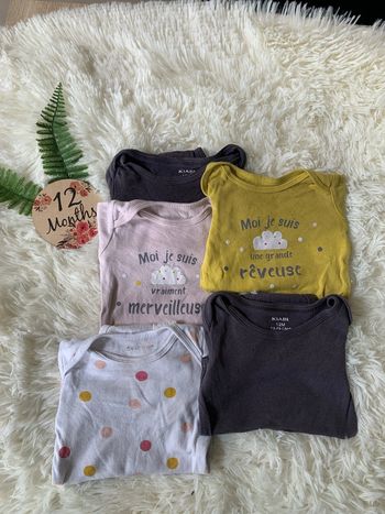 Lot 5 bodies manches longues 12m