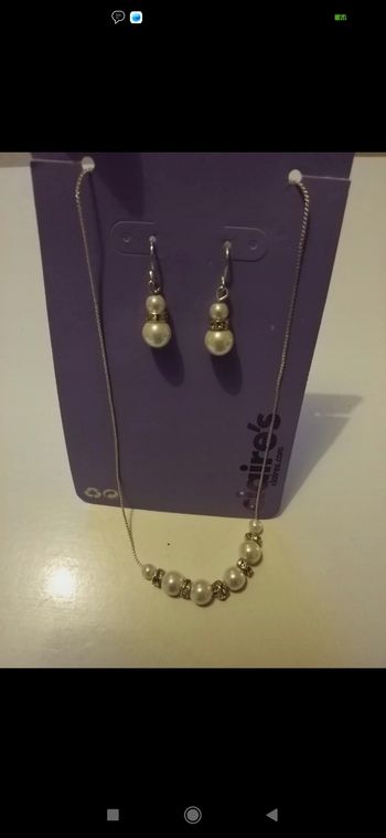 Parure bijoux perles et strass neuve