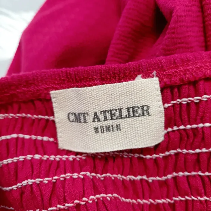 Robe cerise CIT Atelier taille 38 smocks dos 100 % coton bretelles fines été A1342 - photo numéro 6