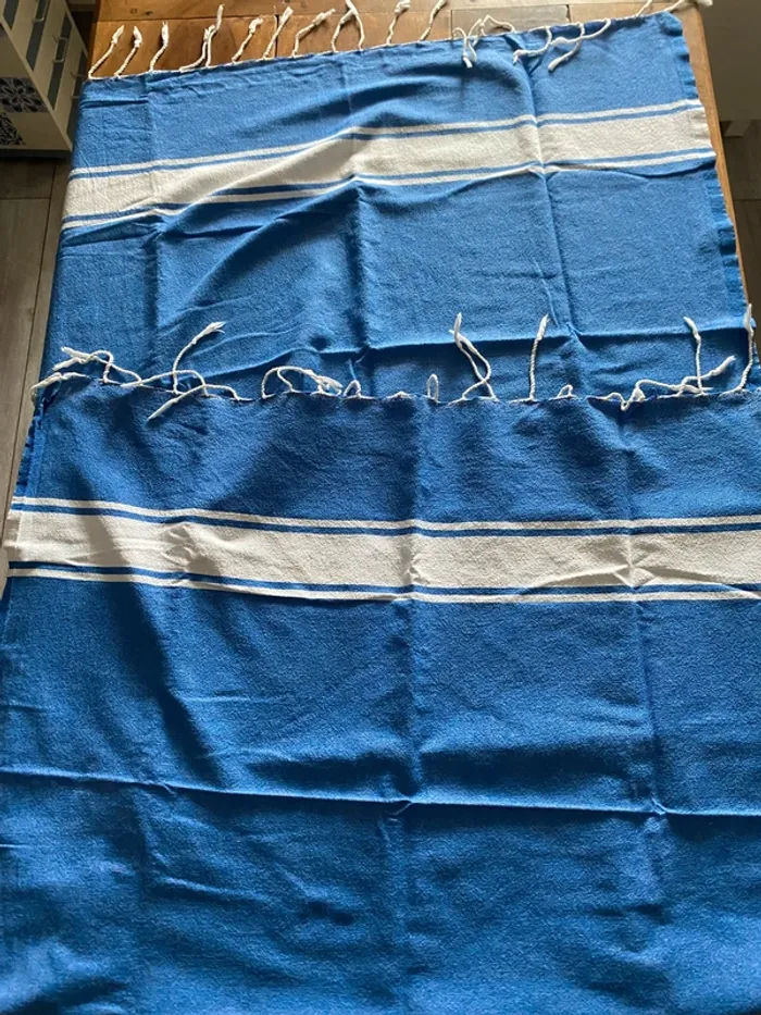 Fouta de plage Foutazur bleue - photo numéro 6