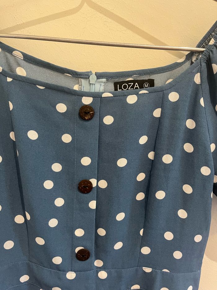 Robe bleue polka dots / à pois blanc loza taille S/36 - photo numéro 5