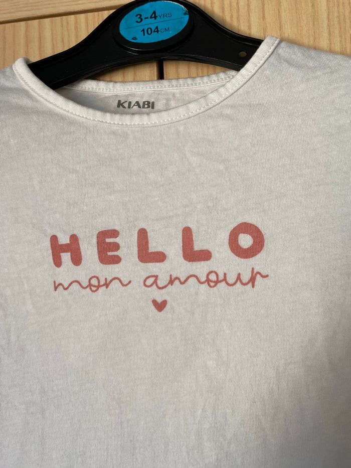 T-shirt « hello mon amour » Kiabi 18 mois - photo numéro 3
