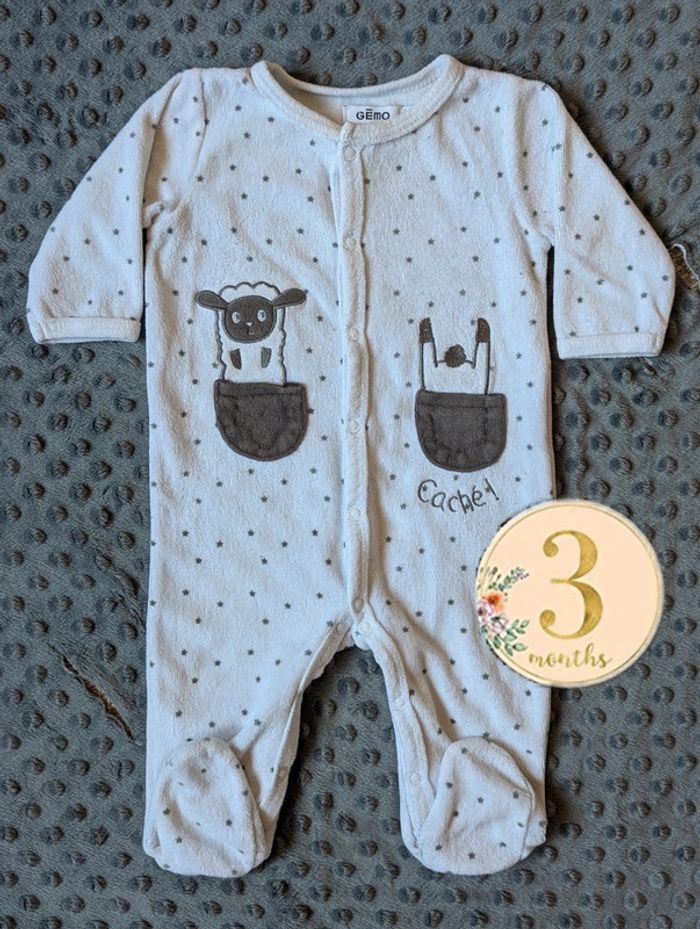 Pyjama Gémo, grenouillère mixte pour fille ou garçon - Taille 3 mois