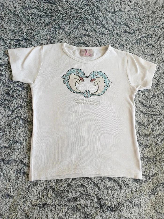 Tee shirt 8 ans dauphin Monaco Monte Carlo sequins