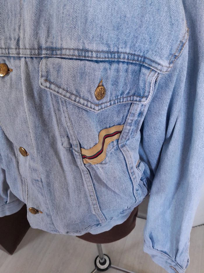 Veste en jean oversize vintage avec ruban sur poche Weipper - photo numéro 2