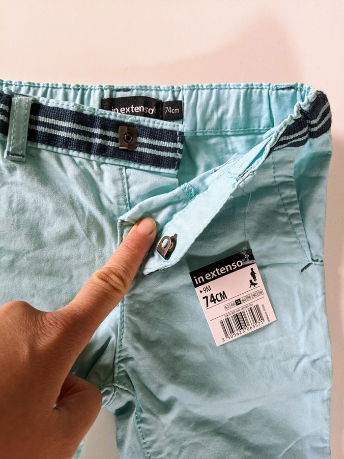 Magnifique pantalon de ville bleu turquoise in extenso 9 mois 74 cm - photo numéro 2