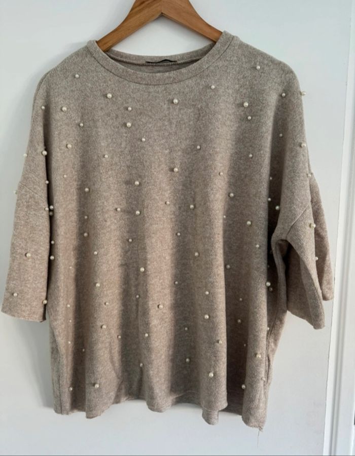 Pull perlé sans manche