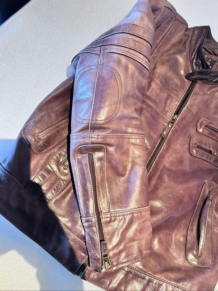 Veste en cuir brun Oryx – Homme – Taille M – Très bon état – Style biker chic - photo numéro 8