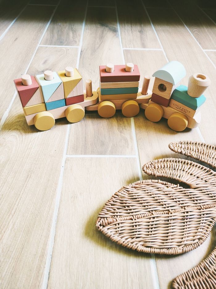 🚂Train blocs à empiler Pure et Nature en bois marque Little dutch