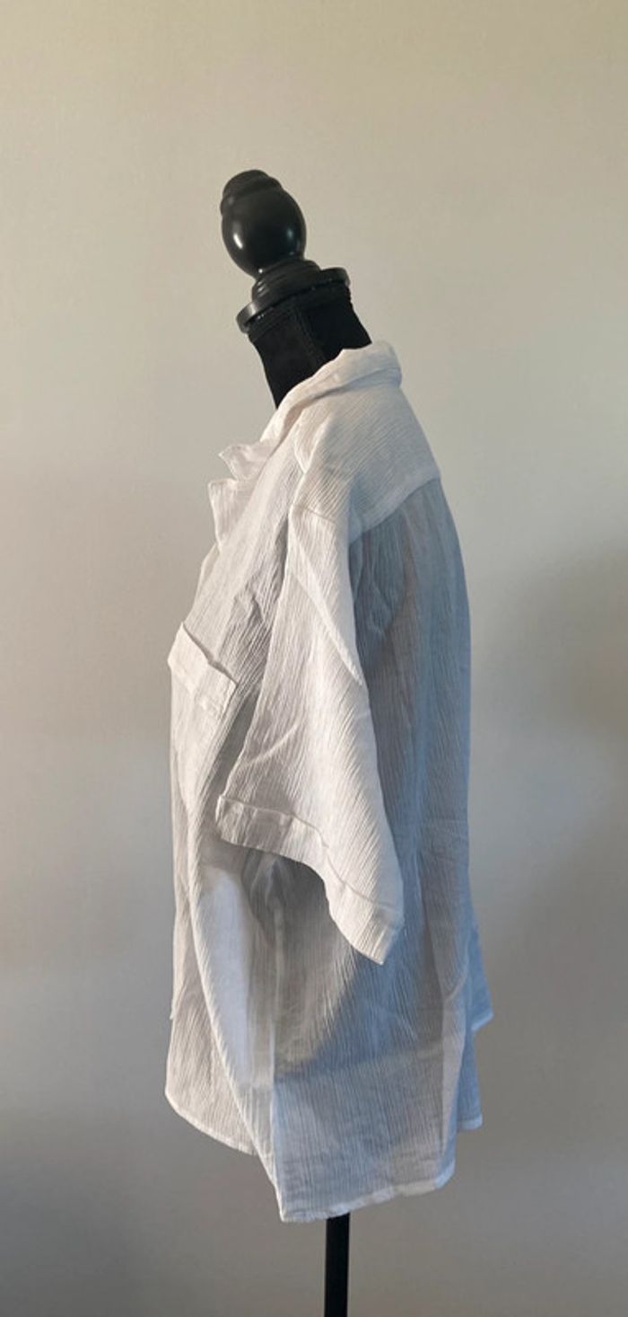 Chemise blanche vintage style en gaze de coton taille M - photo numéro 5