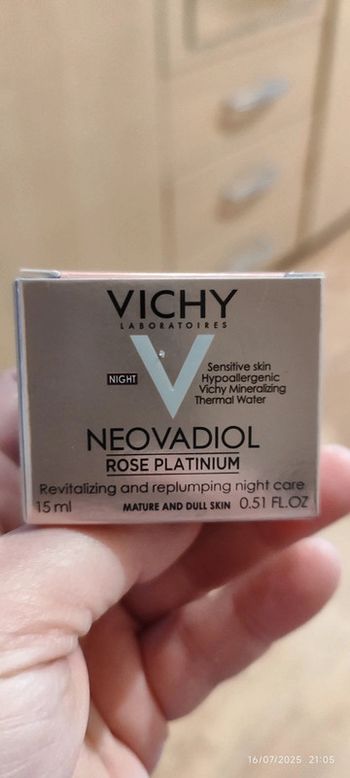 Vichy Neovadiol Rose Platinum crème nuit revitalisante et repulpante Peaux Matures et Seches 15 ml