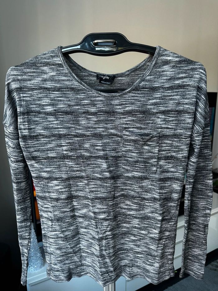 T-shirt manches longues gris chiné XS
