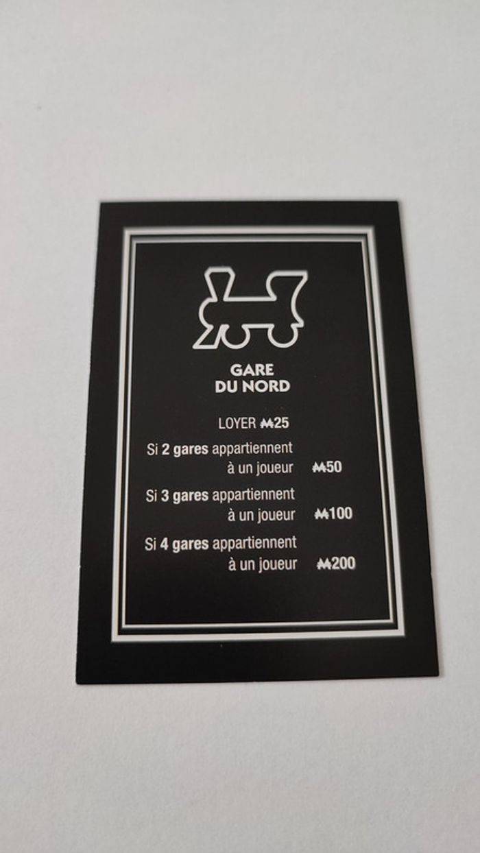 Carte Gare du Nord pièce détachée jeu de société Monopoly mauvais perdants Hasbro Gaming #B77