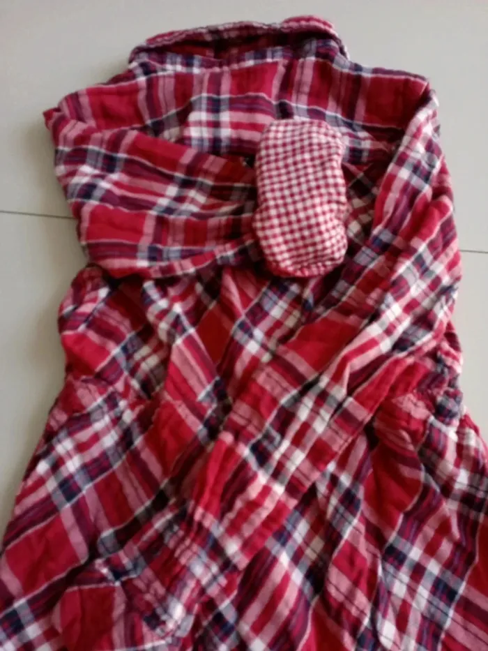 Chemise rayée à carreaux tissaia 12 ans rouge à pression - photo numéro 14